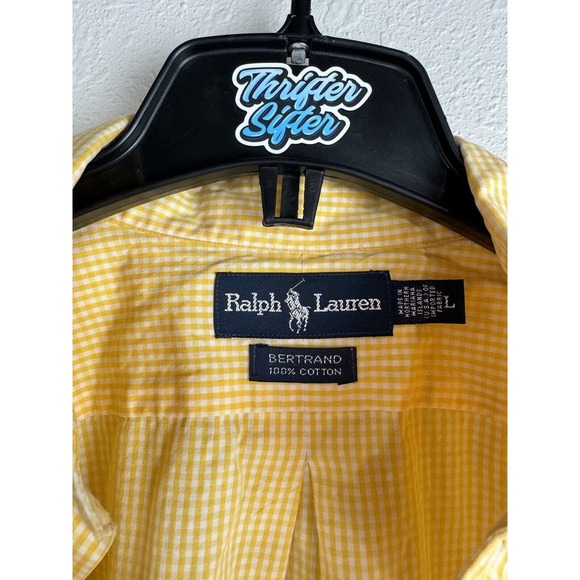 Ralph Lauren Men's Large Bertrand Yellow Check Long Sleeve Button Shirt Read - Picture 4 of 9